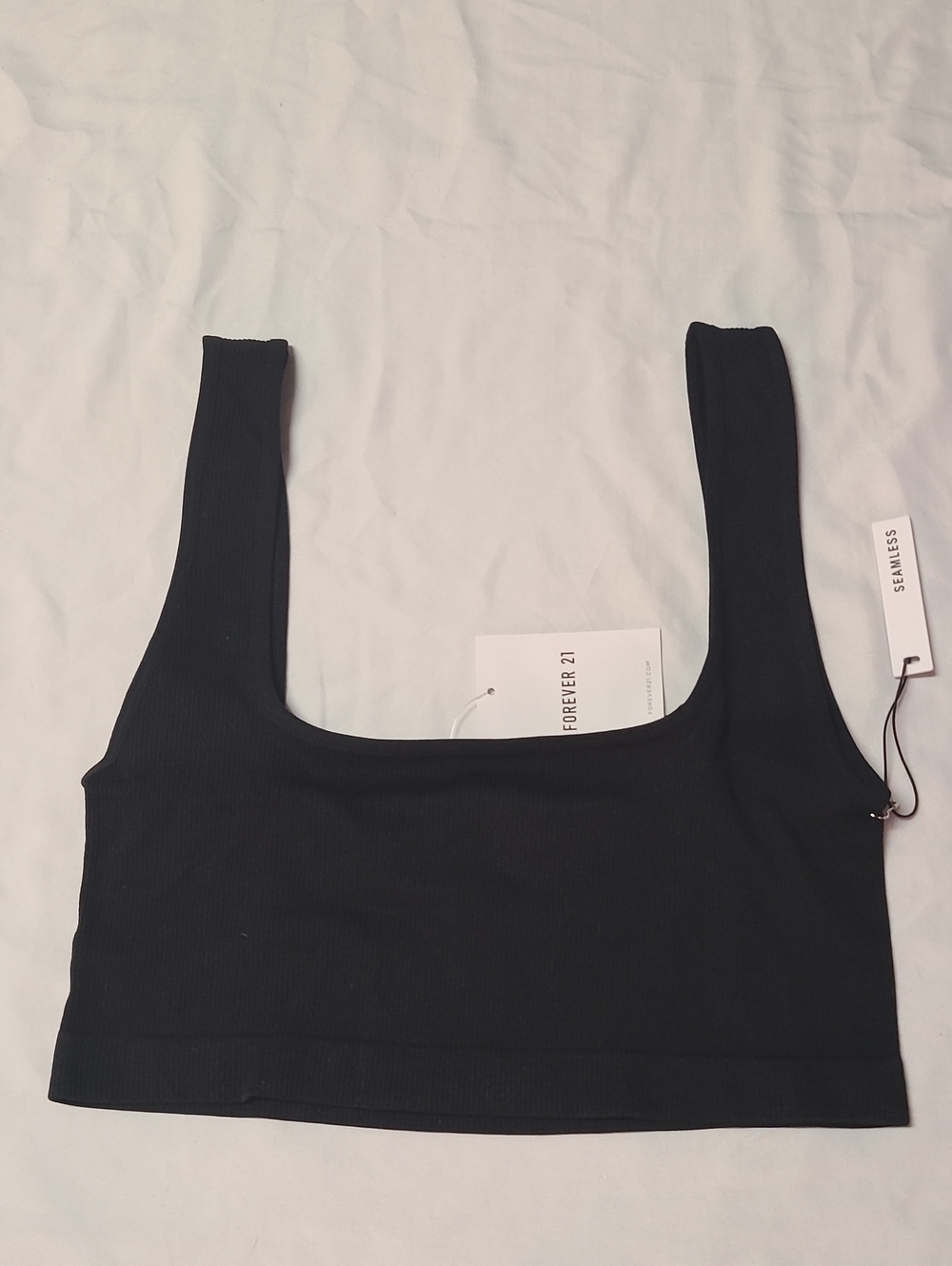 Forever 21 Black Seamless Ribbed Square-Neck Sports Bralette